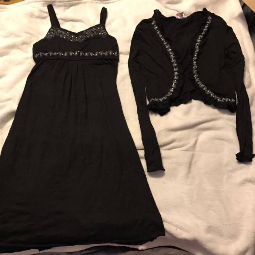 Black sundress wtih matching sequined jacket